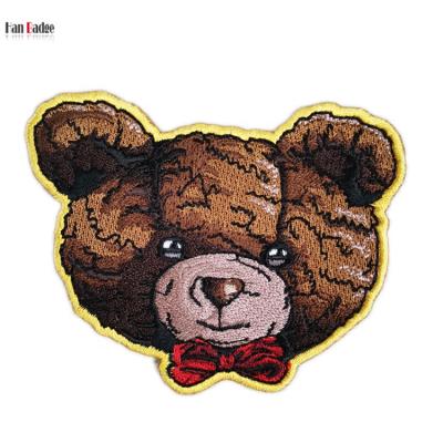 China Sustainable Fashion Embroidered Applique Garment Patches Badge For Clothing Bag Custom Cute Bears Hats Patches for sale