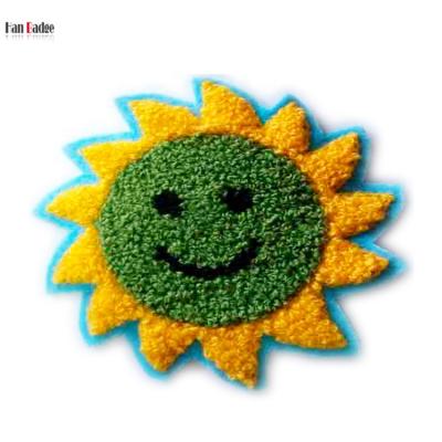 China Viable Sew On Custom Chenille Embroidered Patches Sun Design Badge Applique For Garment for sale