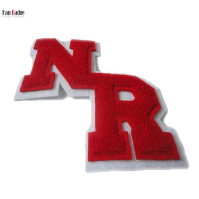 China Durable Chenille NR Custom Letter Patches Embroidered Alphabet Badge Sew On Backing for sale