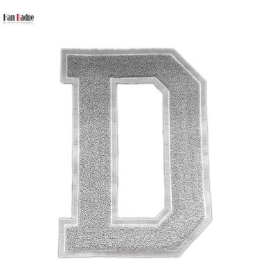 China Durable Custom Letter D Chenille Patches Sew On Applique Badges For Apparel Hats Bags for sale