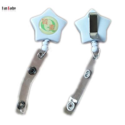 China ABS Plastic Retractable Badge Reels Star Shape Custom Yoyo Reel With Back Clip Domed Epoxy Logo for sale