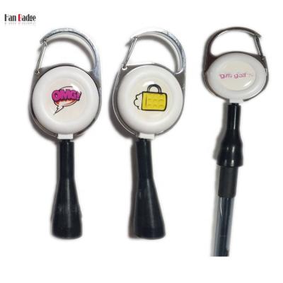 China Metal and Plastic Retractable Carabiner Badge Reel with Pen Holder Badge Pull Pencil Leash Custom Logo Yoyo for sale