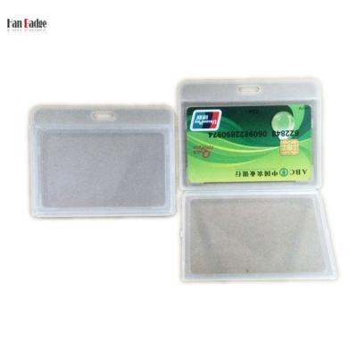 China Transparent Plastic Whole Sales ID Card Holder Vertical Plastic Folding Badge Holder With Cover for sale