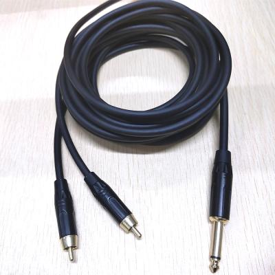 China Hot Selling 6.35 Dual Tower Lotus Cable 6.35mm Male to 6.35 Male Mobile Phone Speaker Audio Cable 2rca to 2rca OEM 1M/1.5M/2M for sale