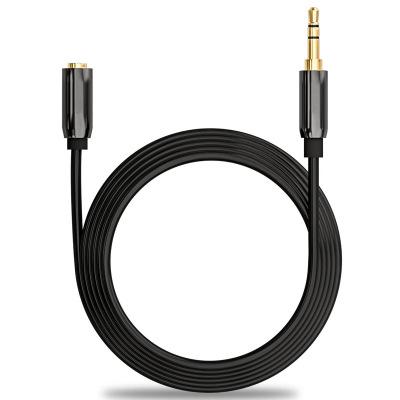 China Factory Direct Nylon Stereo Black Mesh Headset Extension Cable Computer 3.5mm Earphone Speaker Cable Male Female Audio Extender for sale