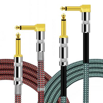 China Multimedia 10ft/16ft 6.35mm Audio Guitar Cable Two Core Speaker Guitar Gold Plated Main Braided Electrical Instrument Cable for sale