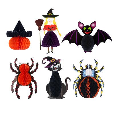 China Halloween Honeycomb Ball Witch Spider Mall Store Window Ghost Festival Decoration Eco-friendly Stored Hanging Atmosphere for sale