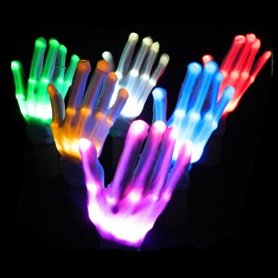 China Led Gloves Halloween Christmas Ball Luminous Interpretation Props Fluorescent Glove Rainbow Colorful Flashing Glove for sale