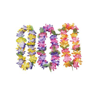 China Tropical Garland Artificial Flowers Neck Loops Leis Flower Necklaces Bracelets Headband Set Polynesian Hawaiian Dance Holiday Decoration for sale