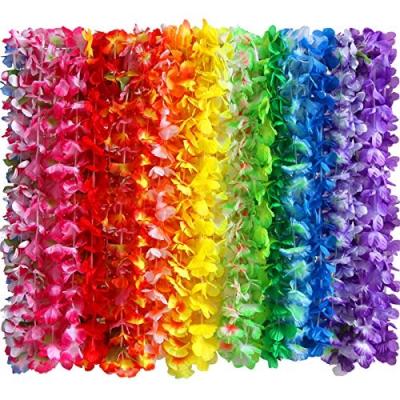 China Holiday Decoration Hawaiian Leis Necklace Tropical Luau Silk Flower Gifts Braids Hairbands Holiday Wedding Beach Birthday Decoration for sale