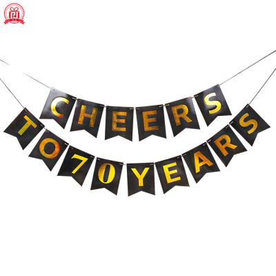 China 30/40/50/60/70 Years Golden Cheer Eco-friendly and Stored Spiral Set Flower Fan Paper Fender Birthday Letters for sale