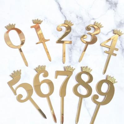 China Amazing Number 0 Cake Topper Acrylic Cake Topper Sticks Digital Number 9 for Happy Birthday for sale