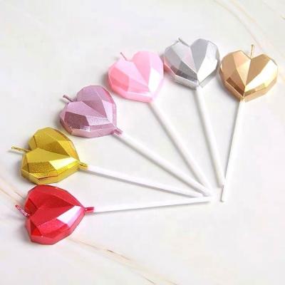 China 2021 Hot Selling Beautiful Heart Shape Happy Birthday Colorful Flameless 3D Candles For Birthday Cake Decoration for sale