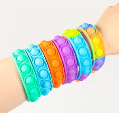 China New Eco-friendly Decompression Push Pop Bubble Silicone Wristband, Stress Reliever Dimple Squeeze Fidget Sensory Toys for sale