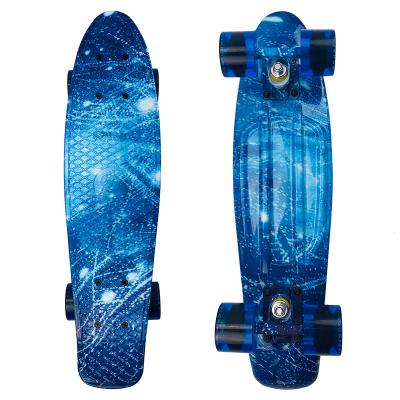 China PU Blue Star Plastic Skateboard With Colorful Truck Flash PU Blue Wheel for sale