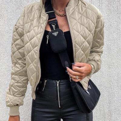 China New Design Windproof Black And Green Colors Quilted Short Women Winter Jacket for sale