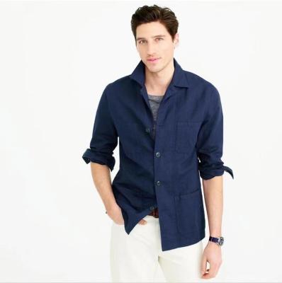 China Windproof Men Camp Collar Garment-Dyed Notched Collar Shirt Jacket Workwear Blazer for sale