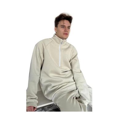 China Men's Oversized Training Windproof Recover Quarter Neck Faux Pullover Half-Zip Sweater for sale