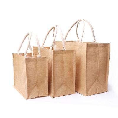 China Eco Friendly Reusable Jute Tote Bag Burlap Tote Bags Durable Logo Customization for sale