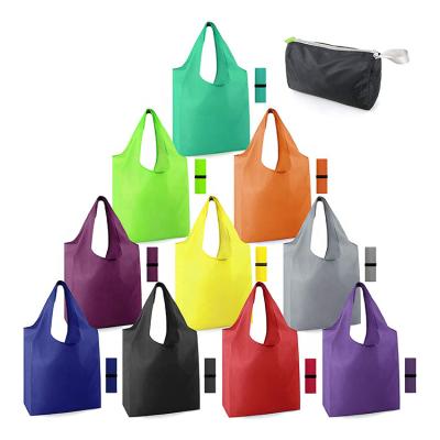 China Handled Grocery Bags Reusable Foldable Bags Bulk Colorful Big Bags Lightweight Polyester Fabric for sale