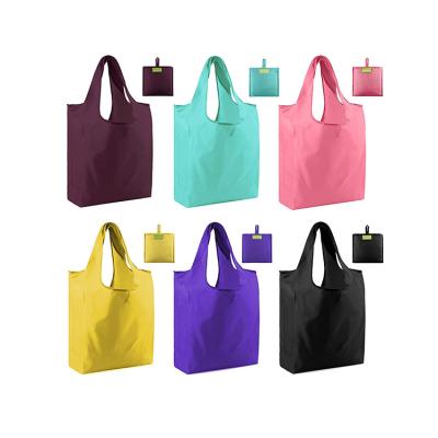 China Collapsible Grocery Handled Heavy Duty Expandable Reusable Folding Polyester Tote Bag for sale