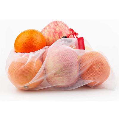 China Reusable Recycled Polyester Mesh Net Drawstring Vegetable Fruit Mesh Food Bag for sale