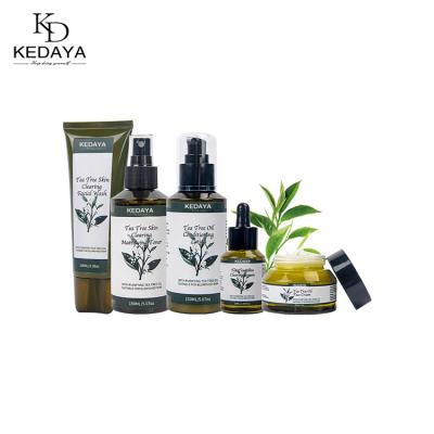 China Luxury Wholesale Natural Organic Anti Acne Treatment Moisturize Oil Control Private Label Kedaya Tea Tree Facial Skin Care Set for sale