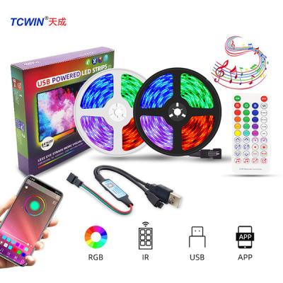 China Music Sync/APP Remote Control/Voice Recognition/Hot Sale LED Music Sync Kit Music Sync Voice Control 5M Smart App Control From Amazon Set Time 5050 RGB LED Strip Lights For Home Outdoor for sale