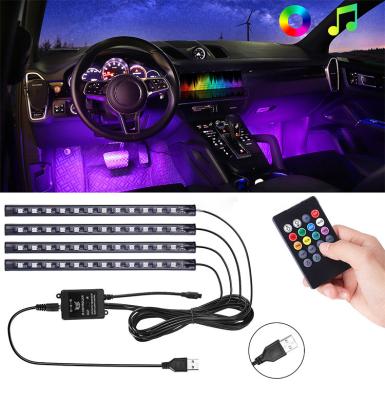 China Bling Bling Crystal Car Light Accessories Chair Interior Atmosphere Music APP Contral RGB 5050 Decorative Strip Light Easy Install 12V for sale