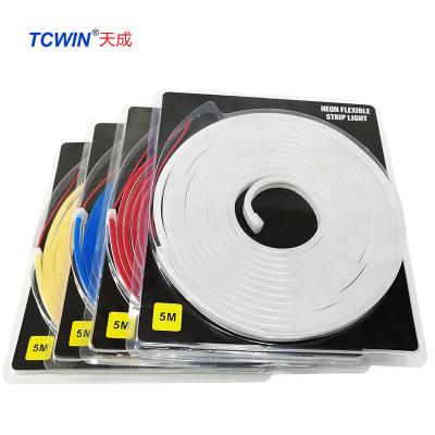 China Gradient/chase/running/horse running silicone tube smd2835 24V 5M thickness etc. 6*12mm Per Roll Round RGB Led Neon Strip for sale