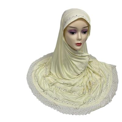 China 100% Muslim Tudung Hijabs Cotton Hijab Scarf Embroidery African Adult Premium Long Shawl Headscarf Muslim Hijabs Scarves for sale