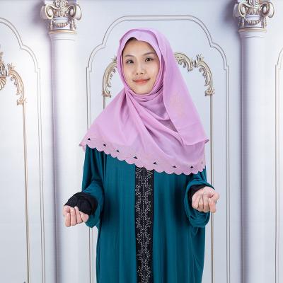 China Hot Selling Single Stone African Adult Chiffon Hijab Malaysia Abaya Hijab With Diamond Crystal Scarf for sale