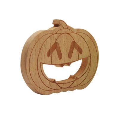 China Hot Sale Eco-friendly Baby Pumpkin Shape Organic Wooden Teether Ring Teether Wholesale for sale