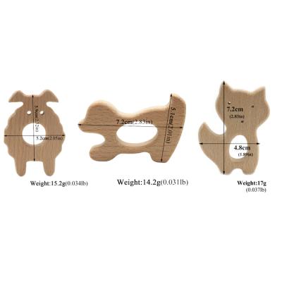 China Eco-Friendly Wholesale Custom Animal Shaped Natural Organic Wooden Baby Ring Teethers Toy for sale