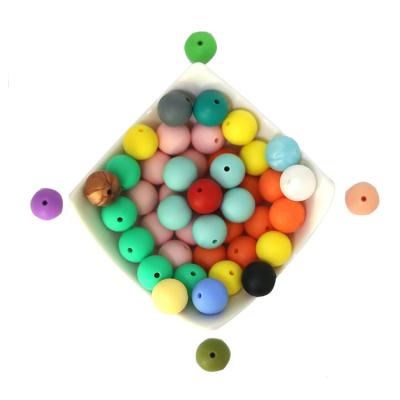 China Wholesale Bulk Eco-friendly Round Pastel Silicone Teether Bead 15mm For Baby for sale