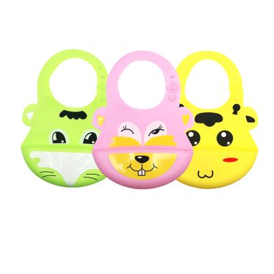 China High Quality Cute Animal Pattern Soft Silicone Antibacterial Wipe Baby Clean Waterproof Bibs Wholesale for sale