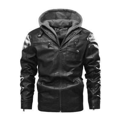 China OEM Custom Outdoor Leather Fabric Waterproof Detachable Knitted Hooded Men's Jackets With Pockets for sale