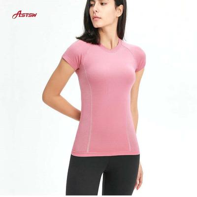 China 2021 spring and stretch short-sleeved new summer women's round neck breathable yoga and quick-drying sports shirts for sale