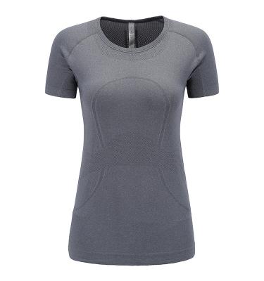 China Antibacterial Women Cultivate Her Morality Basic Round Collar Sleeve Fitness Sports Yoga Short T-Shirt for sale