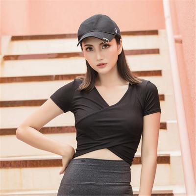 China Women's Activewear Gray Blank Antibacterial T Shirts, Fitness Wear T Shirts, Active Yoga Wear for sale