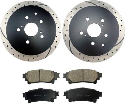 China QYT10065 Ceramic Rear Drilled Slotted Rotors And Ceramic Guards For 2015-2016 Lexus Highlander 2010-2015 RX350 RH450h 11-16 Toyota Sienna for sale