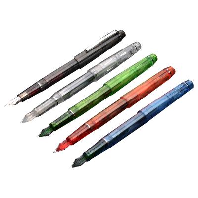 China Plastic Fountain Pen Transparent Ink Color Spin School Student Office Gifts Stationery Ink Pens for sale