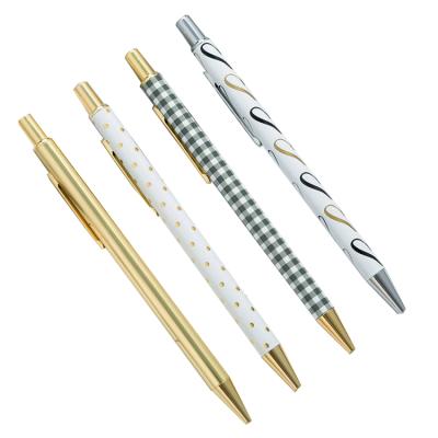 China office & School Pen Stationery Click Ball Pen Logo Pattern Metal Popular Promotional Custom Ballpoint Pen for sale