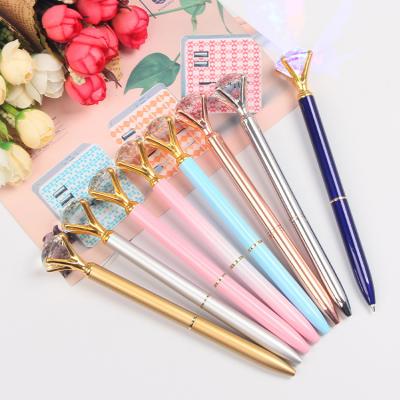 China office & Creative Led Light Pen Ballpoint Pen Colorful Custom Logo Diamond New School Pen 2021 Metal Pen for sale