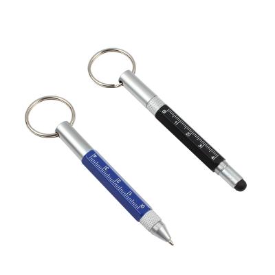 China office & School Pen 2021 New Design 4 In 1 Multi Pen With Key Chain And Metal Tool Ruler for sale