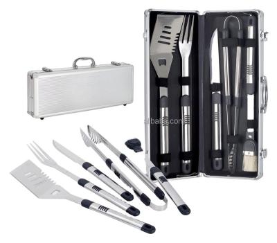 China Easily Cleaned Exquisite Aluminum Box 5pcs BBQ Tool Kit Barbecue Accessories for sale