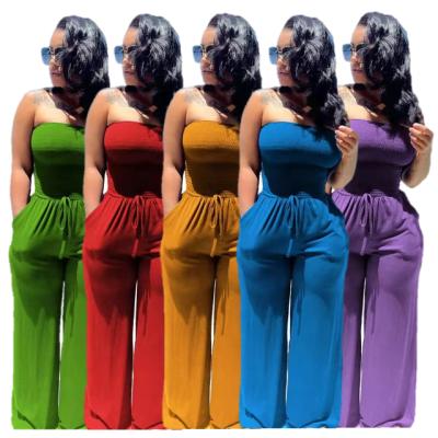 China Fashionable Solid Color Tube Leg High Top Home Wide Overalls Pants New Women QUICK DRY Overalls for sale