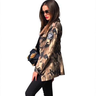 China Comfortable And Breathable Brown Camouflage Long Sleeve Coat Autumn Large Waterproof Women Casual for sale