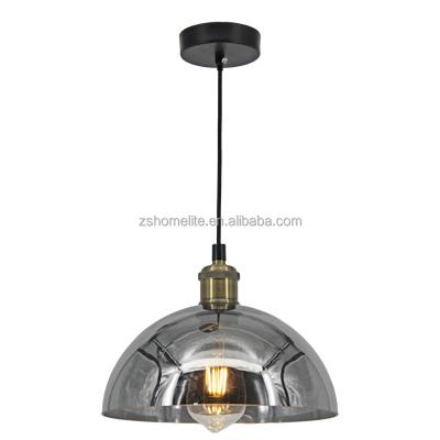 China Vintage Modern Smoked Glass Bowl Dome Shade Chandelier Pendant Ceiling Light for sale