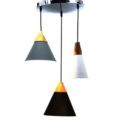 China Nordic Contemporary Modern 3 Head Wooden Pendant Lamp For Office Decor Hanging Lamp for sale